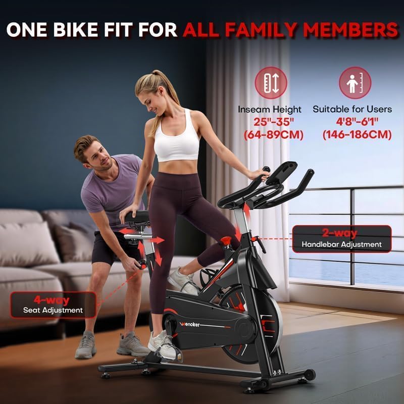 Exercise Bike, Wenoker Magnetic Resistance Stationary Bike for Home App Sync Indoor Bike with 350lbs Weight Capacity, Tablet Holder and Fitness Courses for Weight Loss